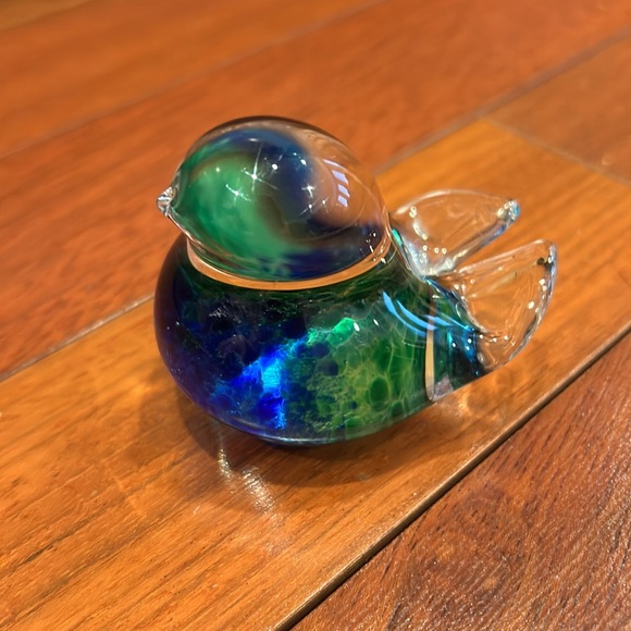 Art Glass Bird Figurine Glass Crystal Paper Weight Ornament blue green and clear - Picture 11 of 12